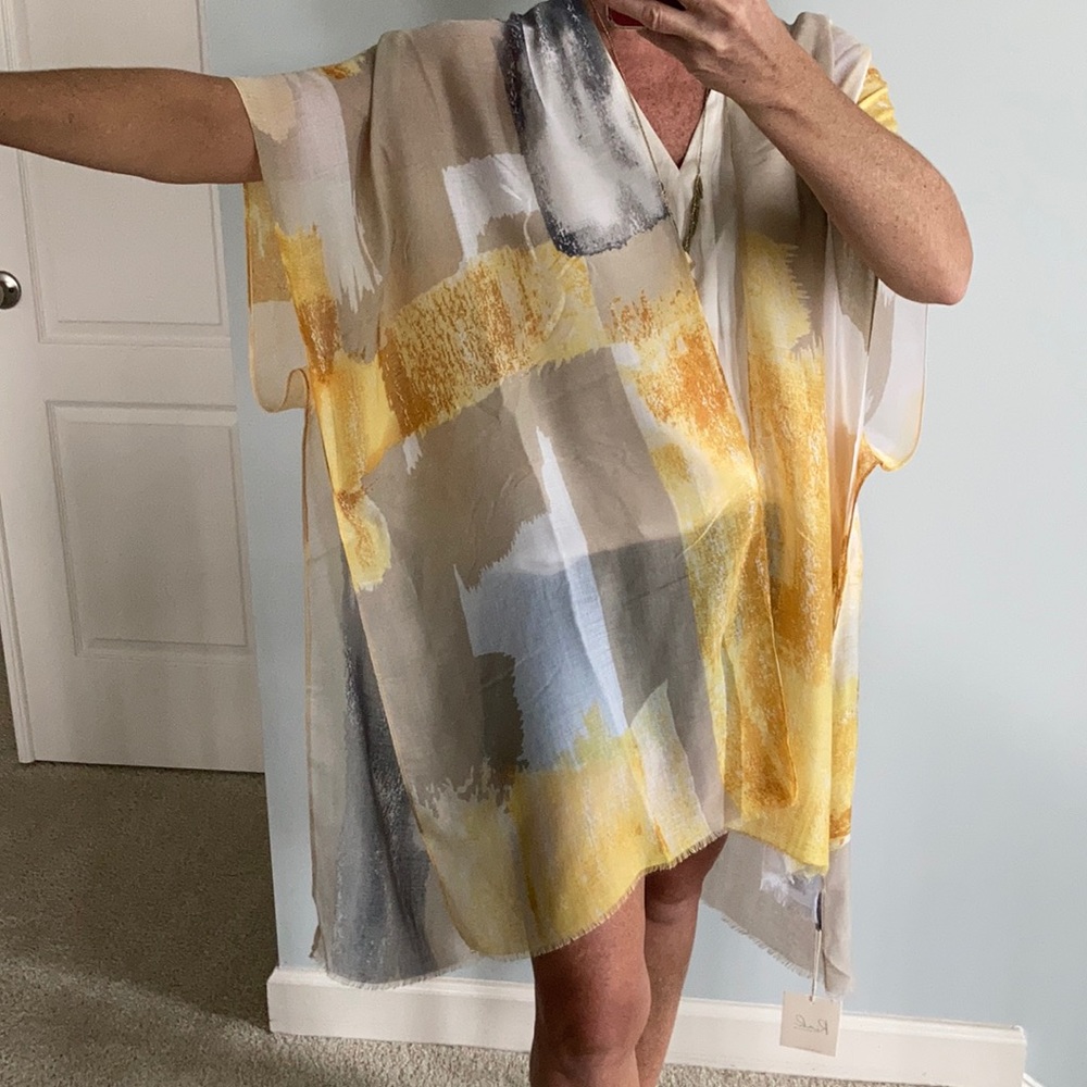 Yellow, Tan & Gray Print Kimono - Picture 4 of 6